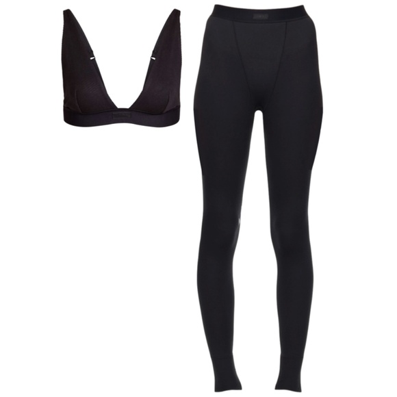 SKIMS Cotton Rib Set - Plunged Bralette (M) & Legging (L) - Picture 1 of 9